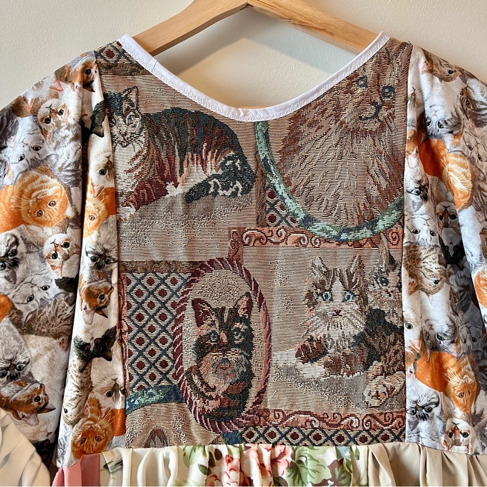 SOLd Cats “Moonlit Meow” Handmade Quilted Jasmine Dress | SKU 11165 - Picture 4 of 16